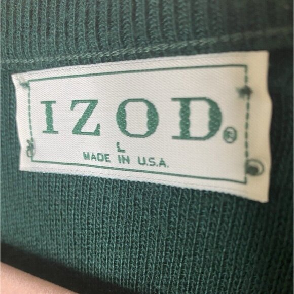 Vintage IZOD Green V-Neck Sweater Men’s L Crest Logo USA Preppy Knit - Picture 2 of 7